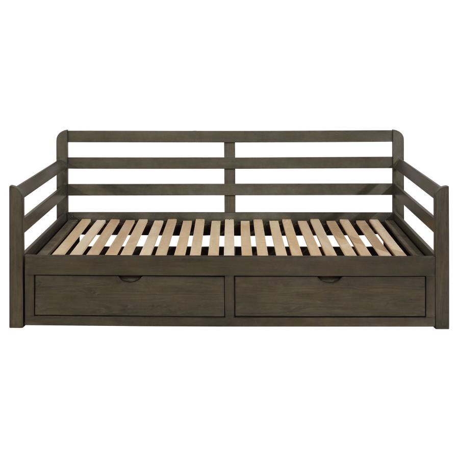 Sorrento 2-Drawer Twin Daybed With Extension Trundle Grey