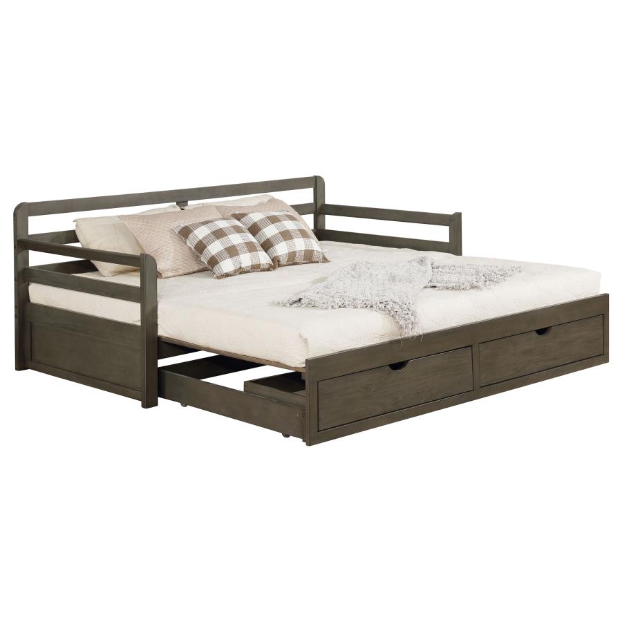 Sorrento 2-Drawer Twin Daybed With Extension Trundle Grey