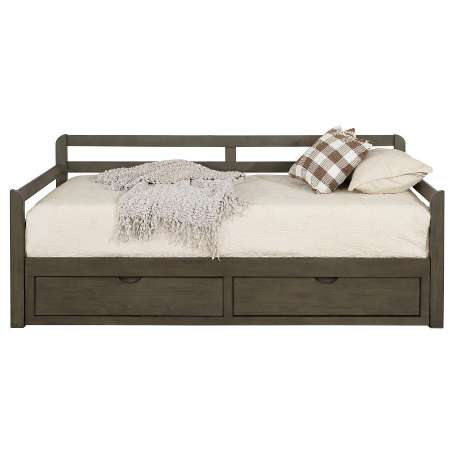 Sorrento 2-Drawer Twin Daybed With Extension Trundle Grey