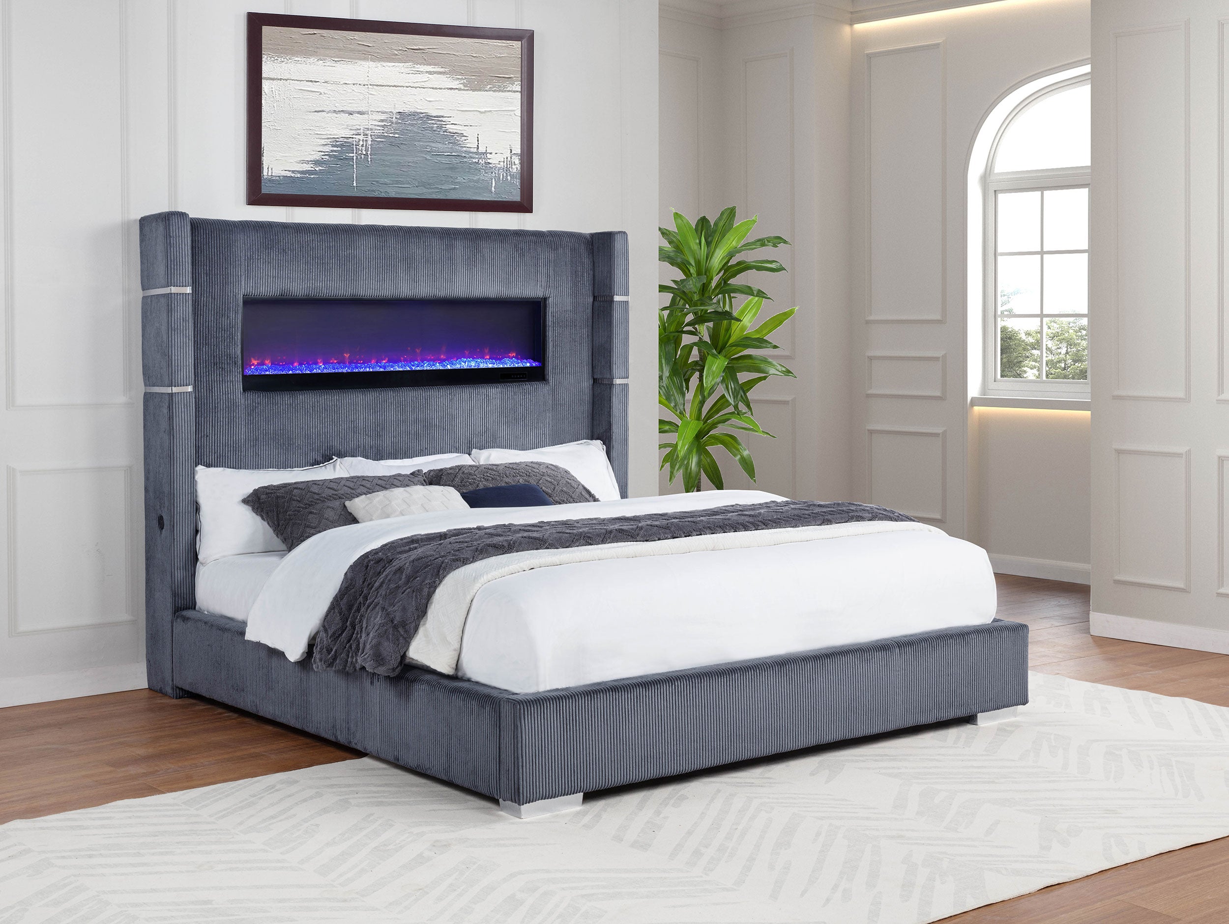 Tisdall Upholstered Flame Visualizer Wingback Bed