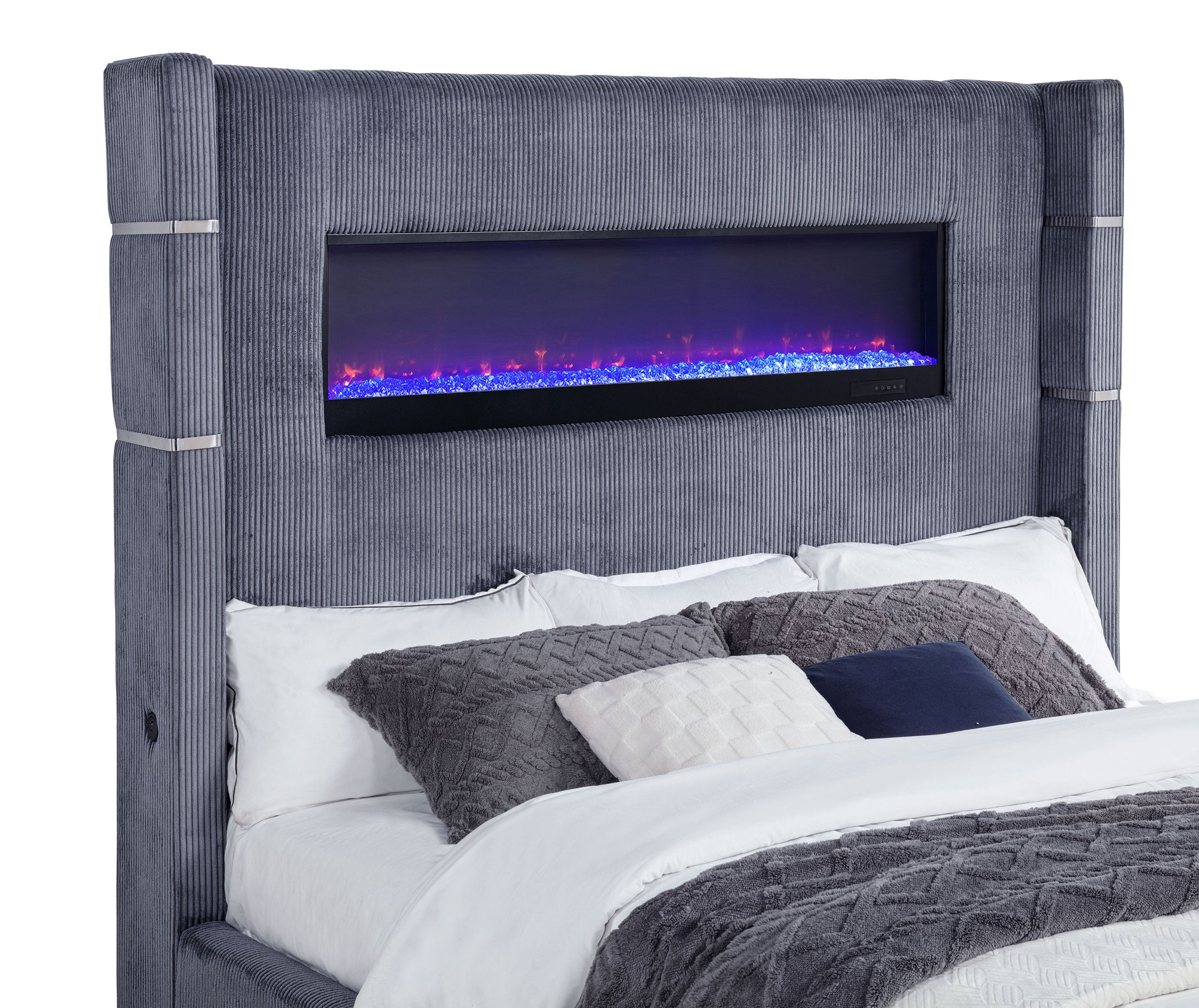 Tisdall Upholstered Flame Visualizer Wingback Bed