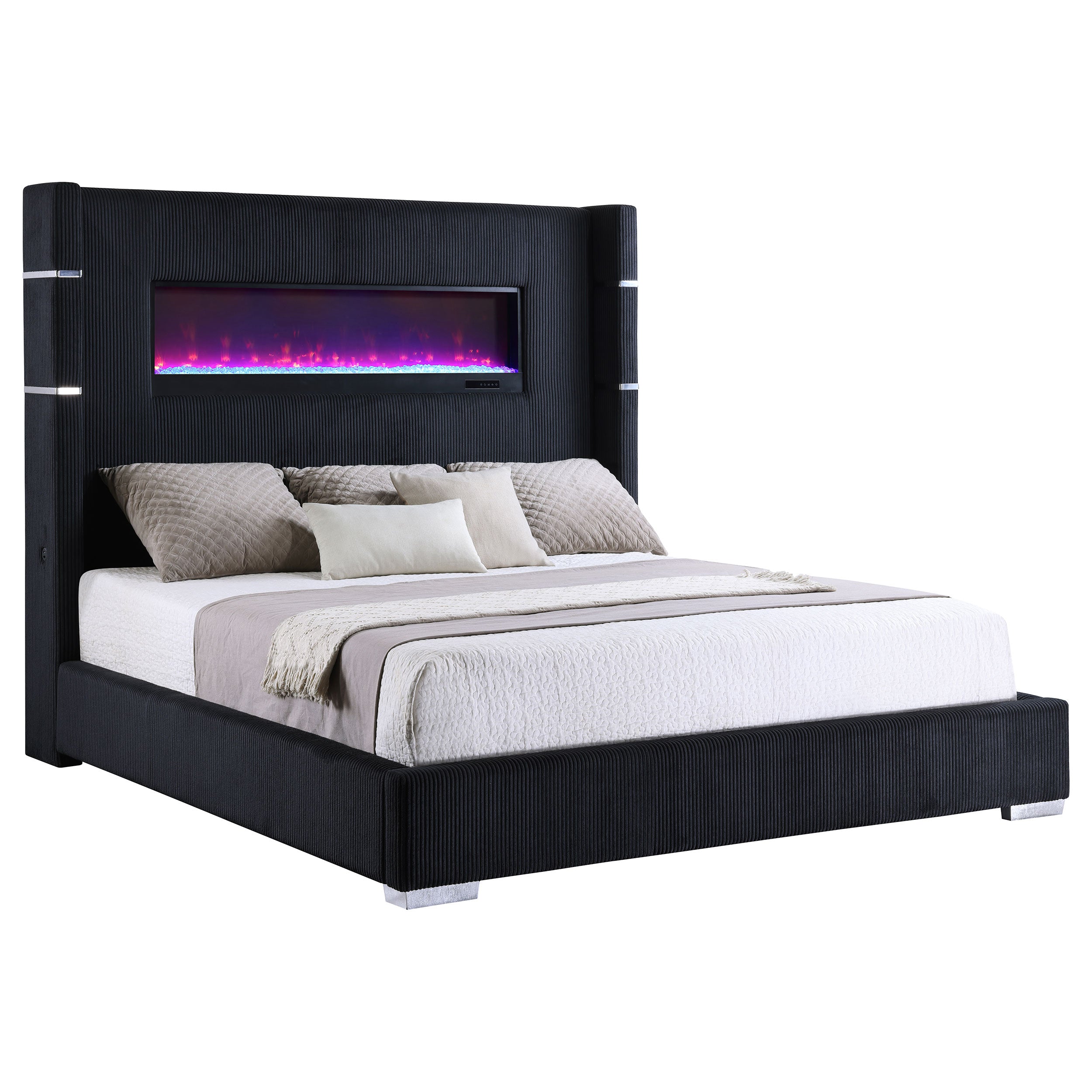 Tisdall Upholstered Flame Visualizer Wingback Bed