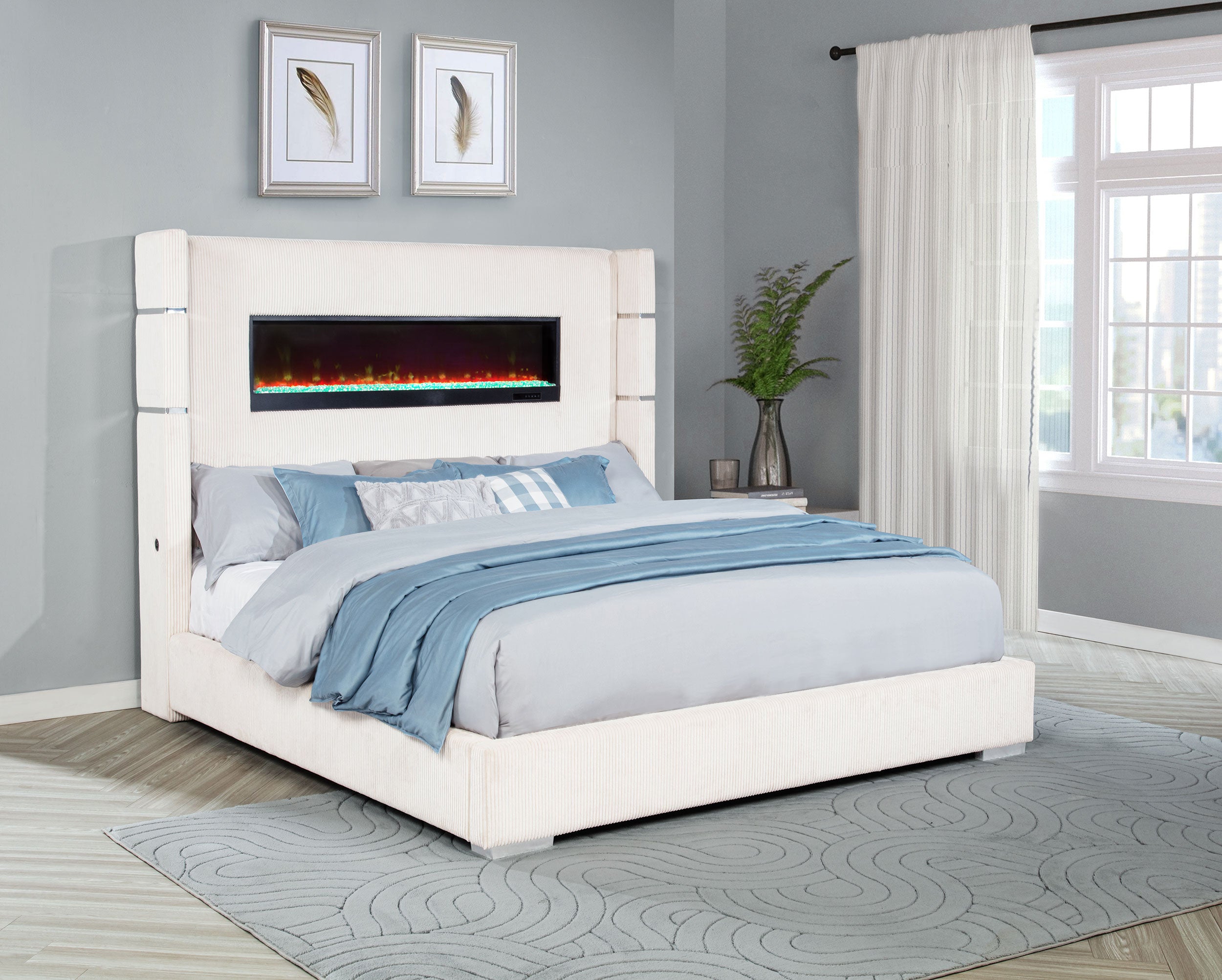 Tisdall Upholstered Flame Visualizer Wingback Bed