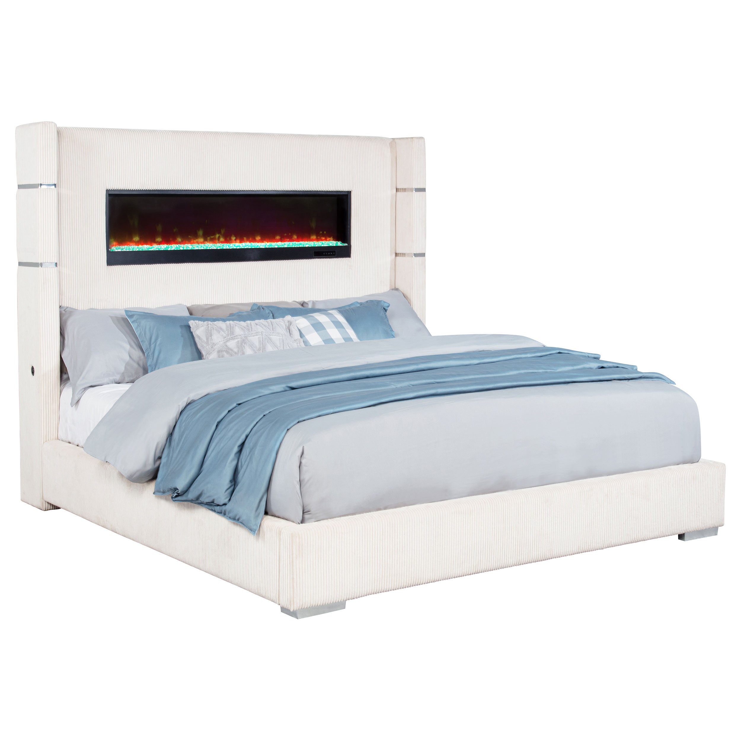 Tisdall Upholstered Flame Visualizer Wingback Bed