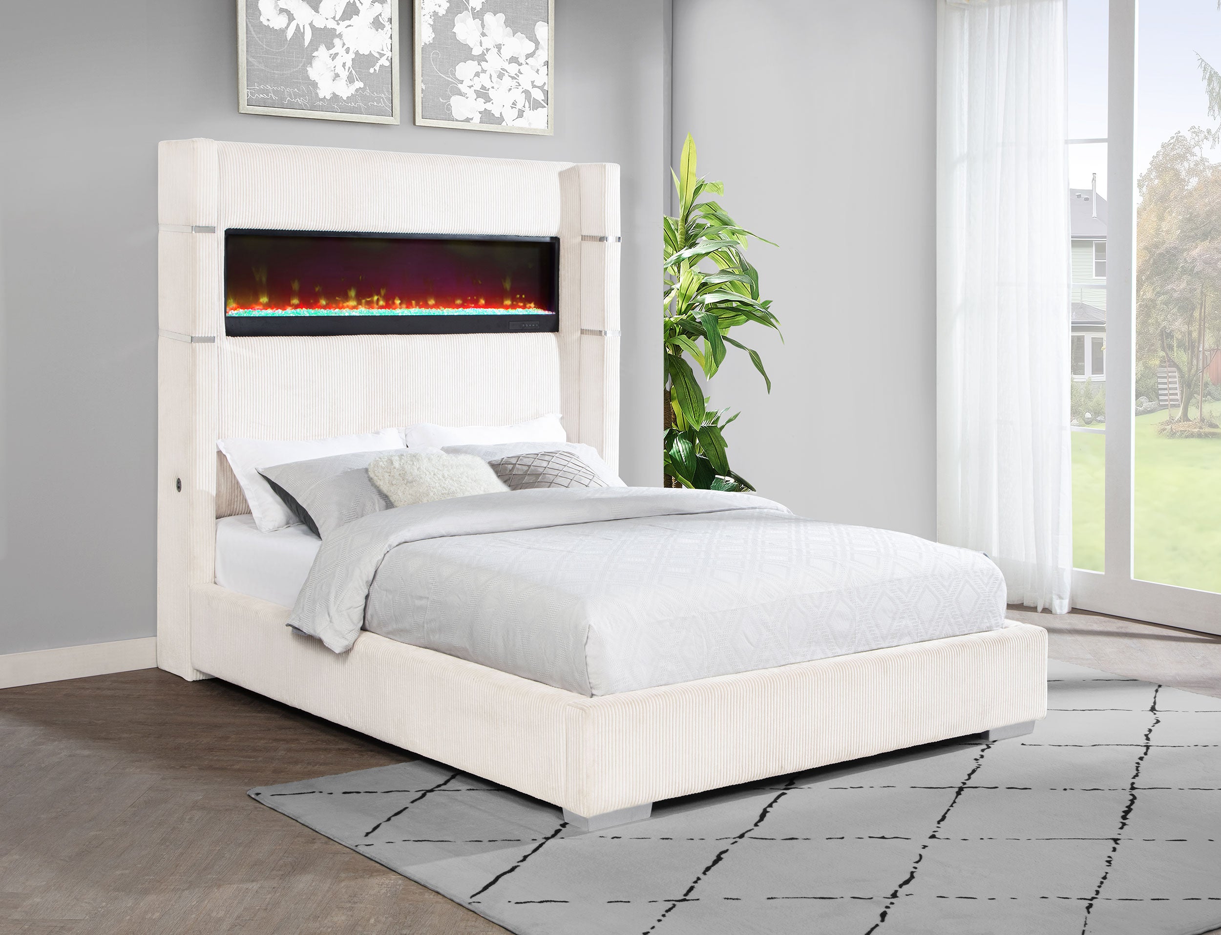 Tisdall Upholstered Flame Visualizer Wingback Bed