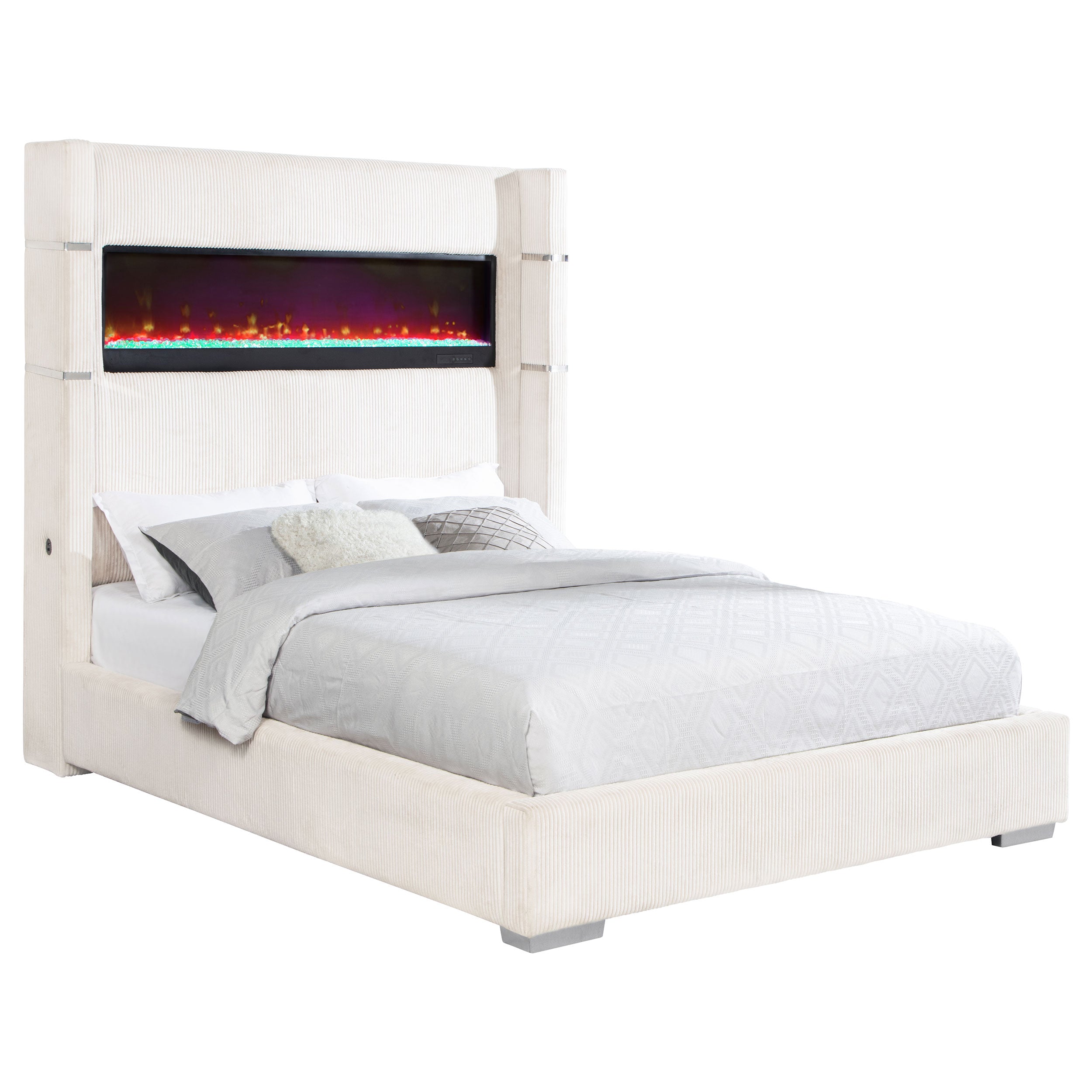 Tisdall Upholstered Flame Visualizer Wingback Bed