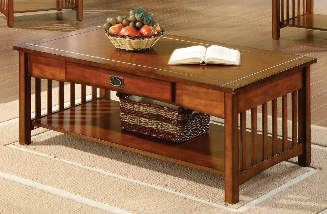 Mission Style 3 PC Occasional Coffee Table Set in Antique oak