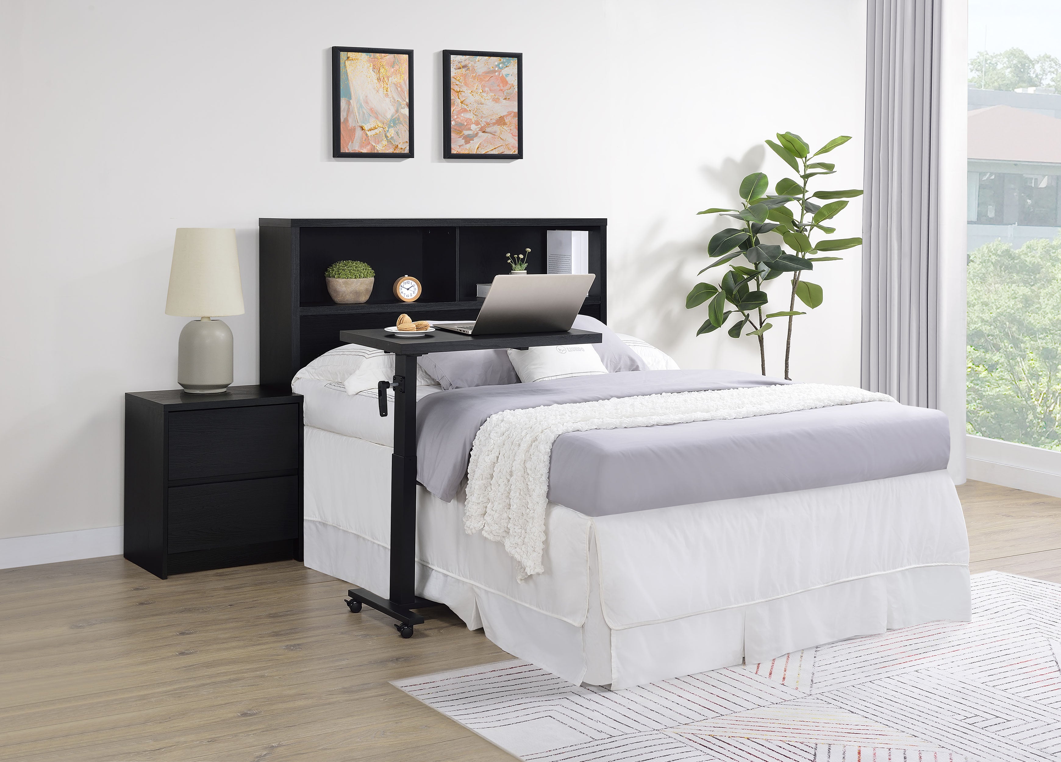 Westpark 49-inch Queen Bookcase Headboard Black
