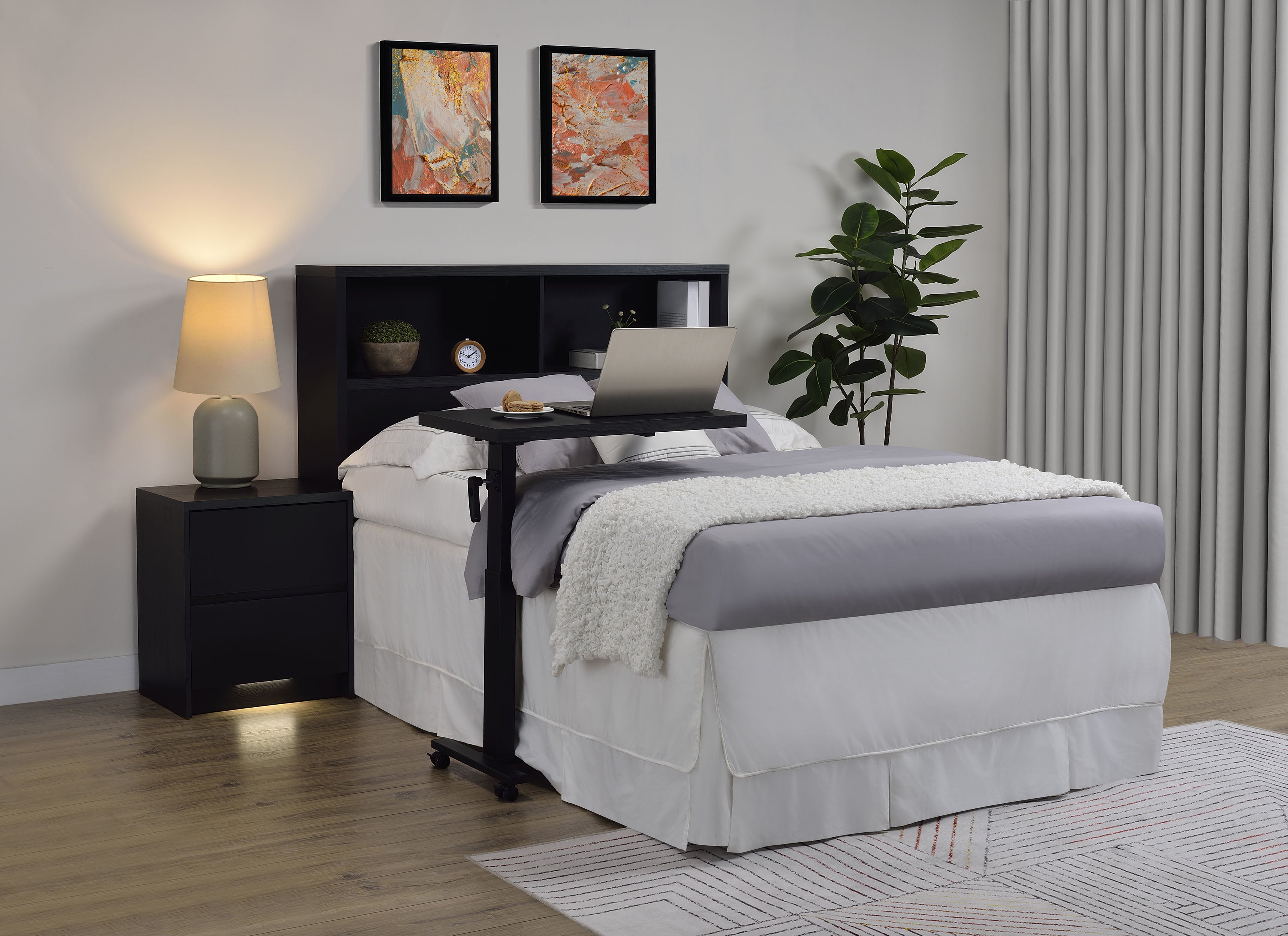 Westpark 49-inch Queen Bookcase Headboard Black