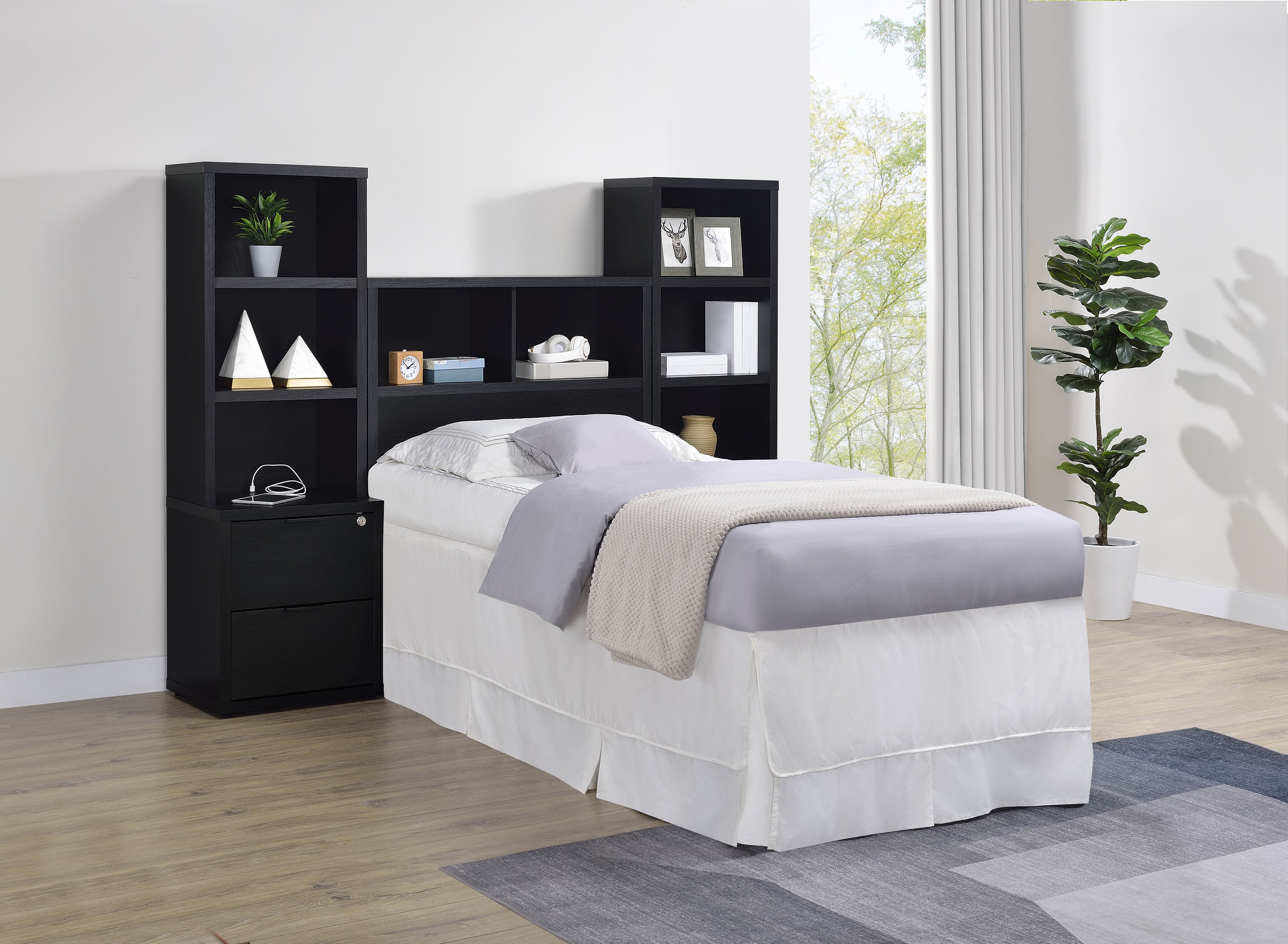 Westpark 49-inch Queen Bookcase Headboard Black