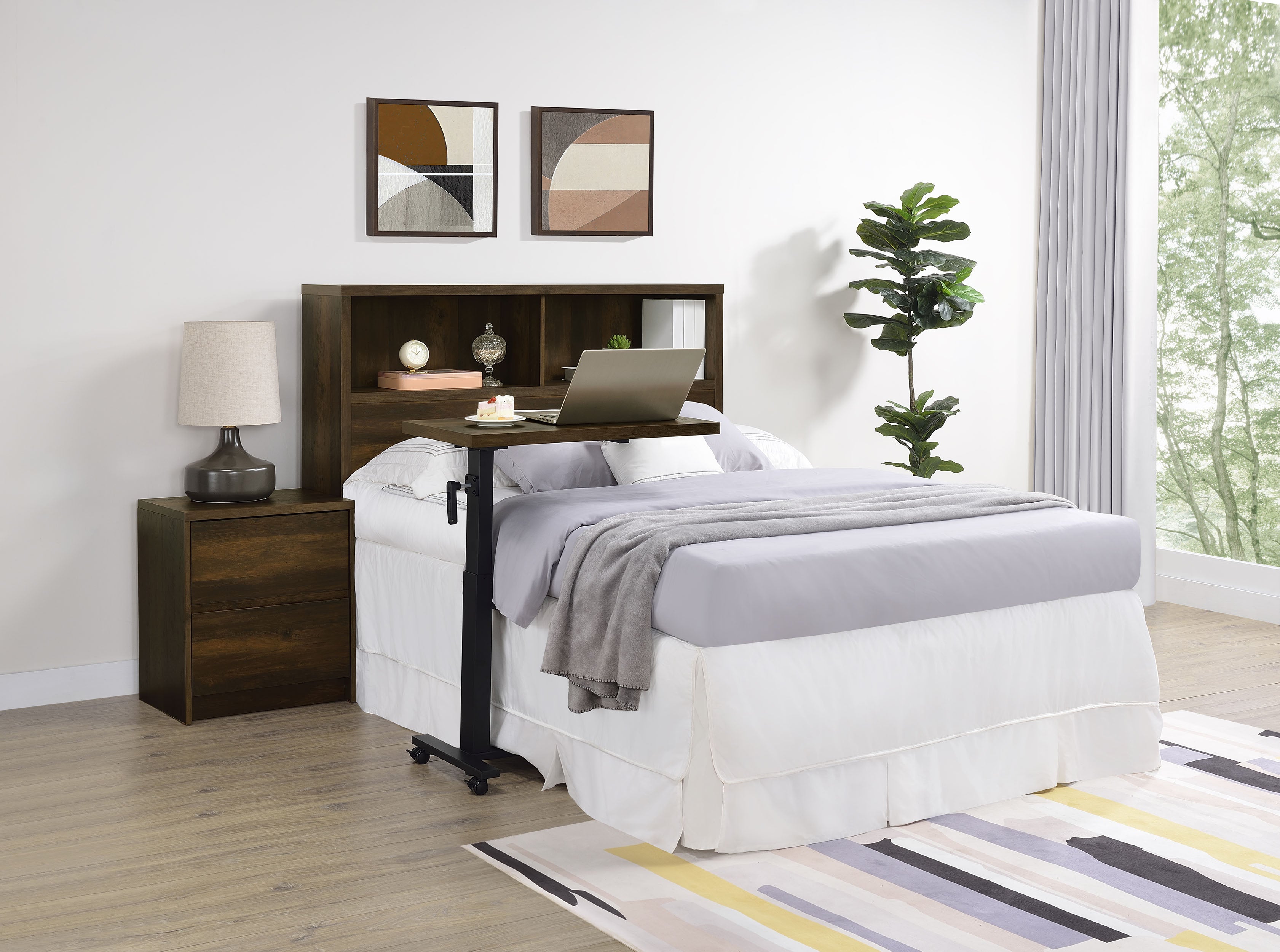 Westpark 49-inch Queen Bookcase Headboard Dark Pine