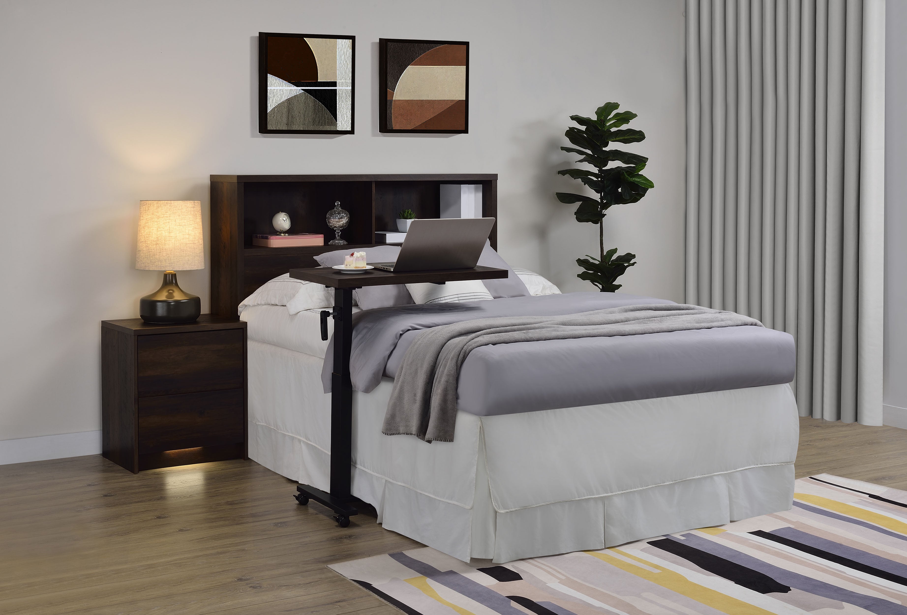 Westpark 49-inch Queen Bookcase Headboard Dark Pine