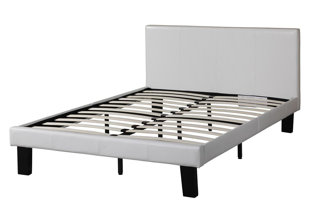 Faux Leather Upholstered Full size Platform Bed In White