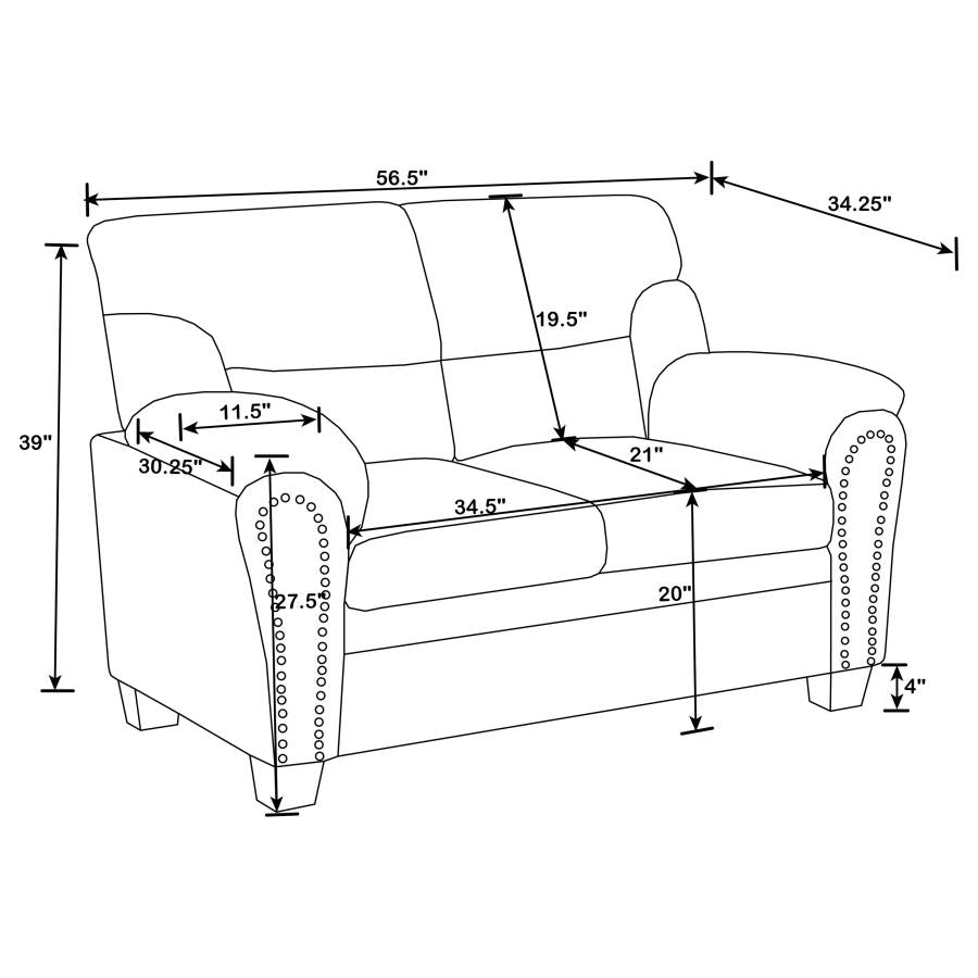 Clementine Upholstered Pillow Top Arm Living Room Sofa And Love Seat Set