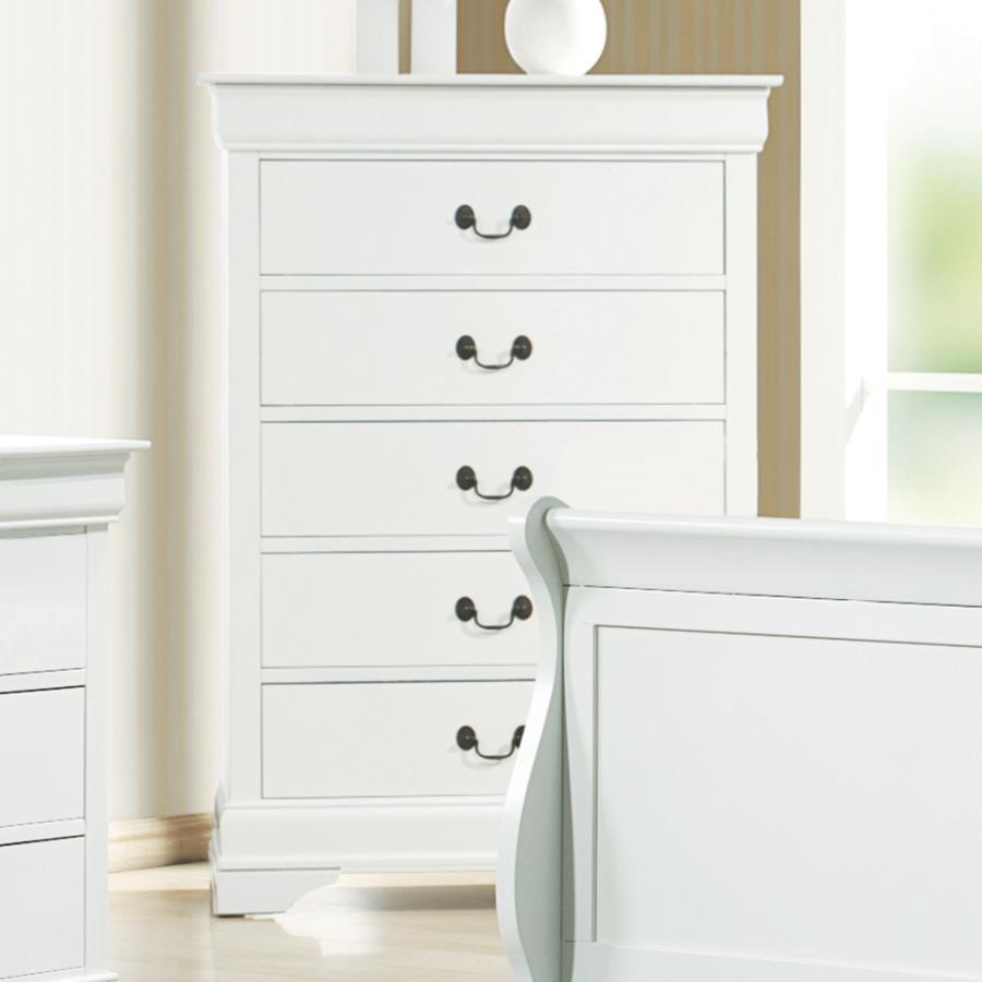 Louis Philippe 5-drawer Chest White