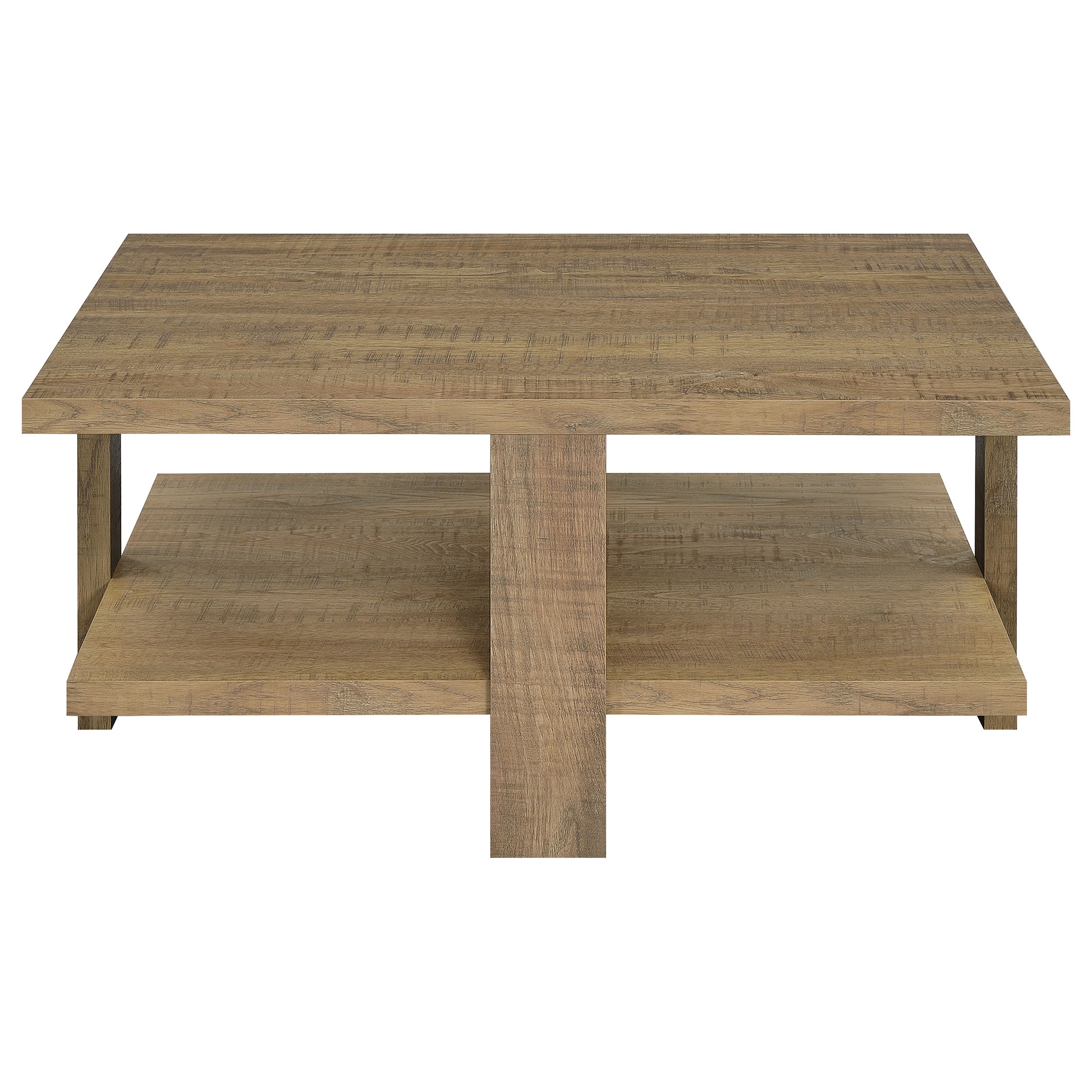 Modern Dawn Square Engineered Wood Coffee Table With Shelf Mango