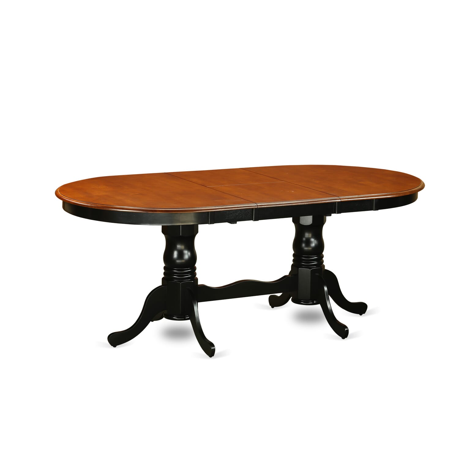 9 Pc Oval Dining room Table with Leaf and Leatherette Seat Chairs in Black / Cherry