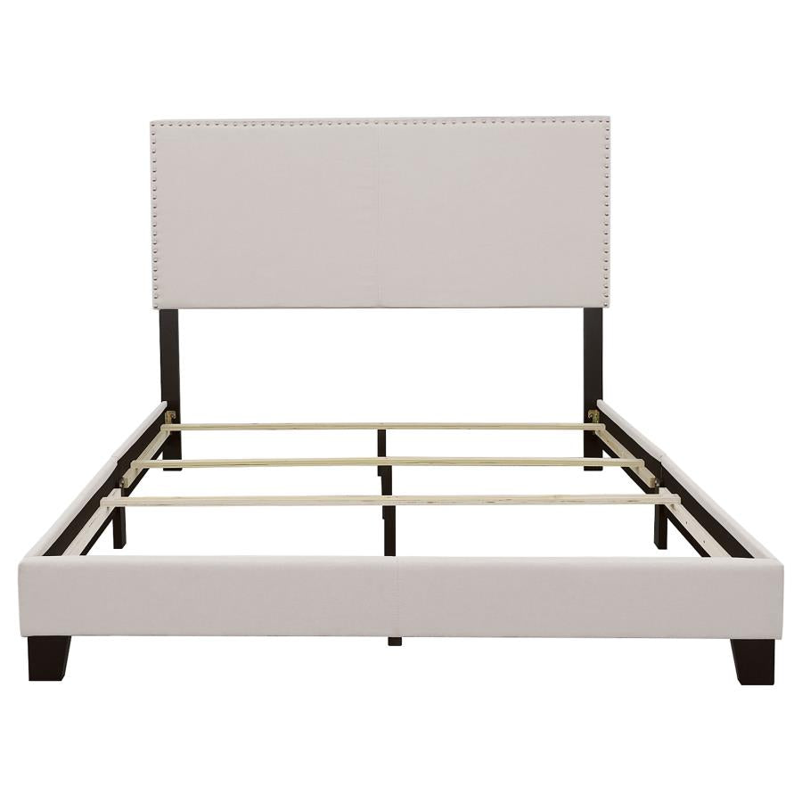 Boyd Queen Upholstered Bed with Nailhead Trim Ivory