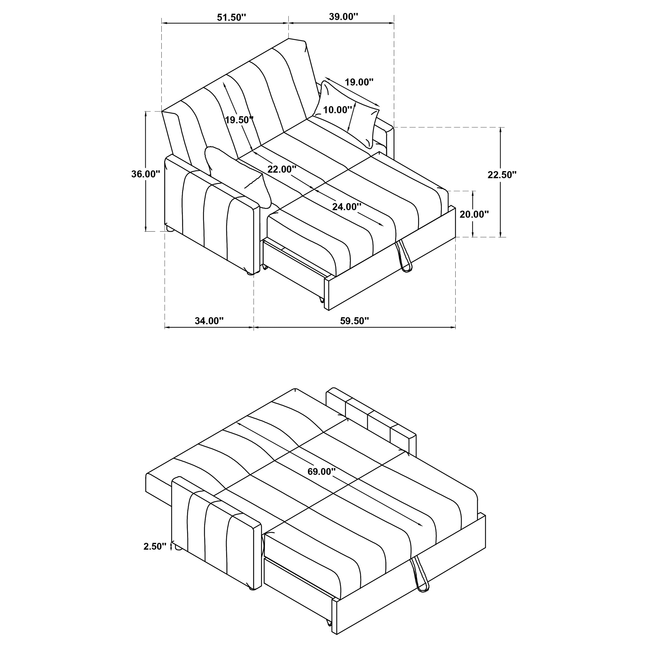 Portland Sleeper Sofa Bed - Copper