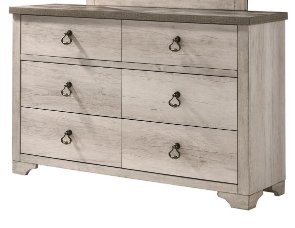 Albony 5Pc Rustic Queen Panel Bedroom Set in Driftwood Grey Finish