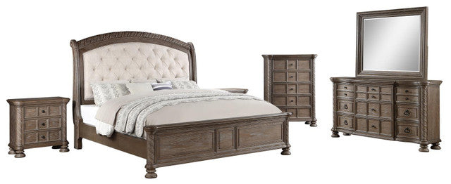 Emmett 4-piece Eastern King Bedroom Set Walnut and Beige