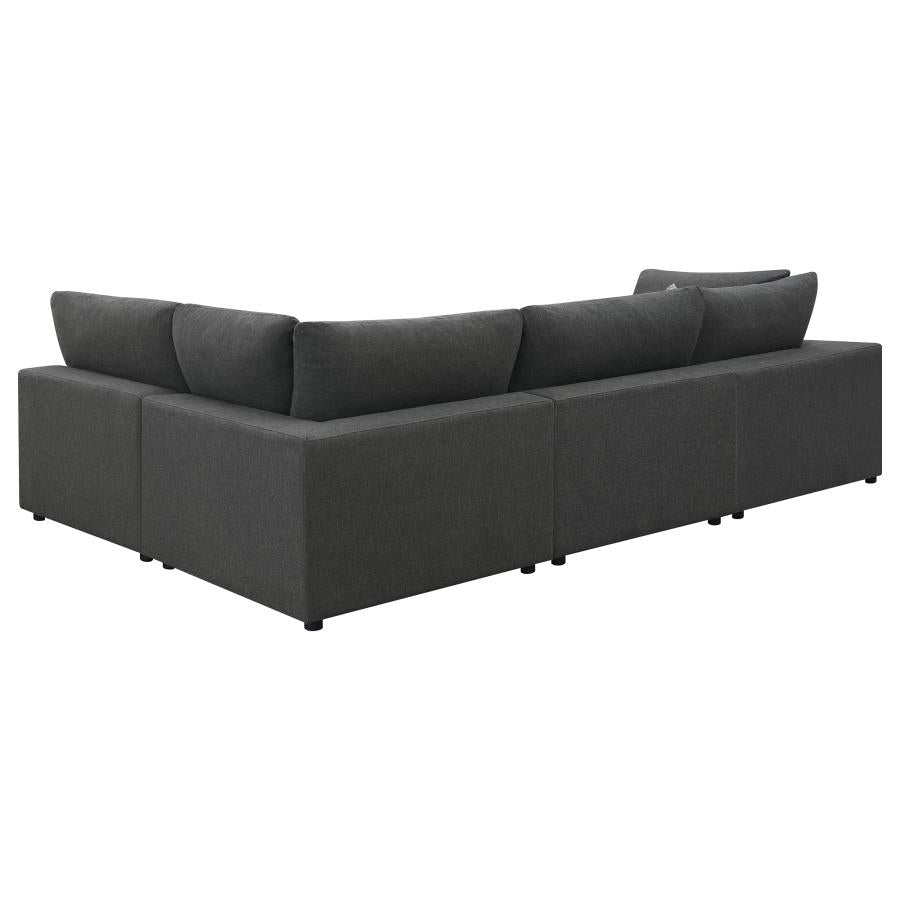 Serene 4-piece Upholstered Modular Sectional Sofa In Charcoal