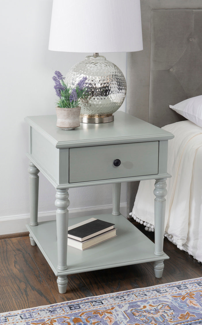 Powell Pike Grey Side Accent Table With Drawer