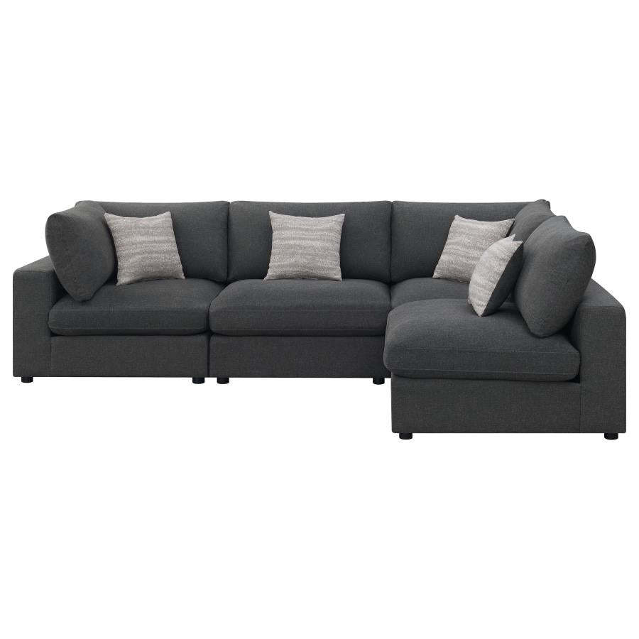 Serene 4-piece Upholstered Modular Sectional Sofa In Charcoal