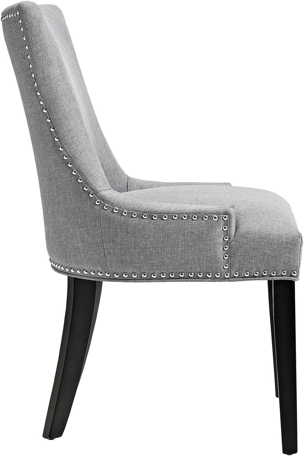 Modway Marquis Modern Gray Upholstered Fabric Dining Chair with Nailhead Trim