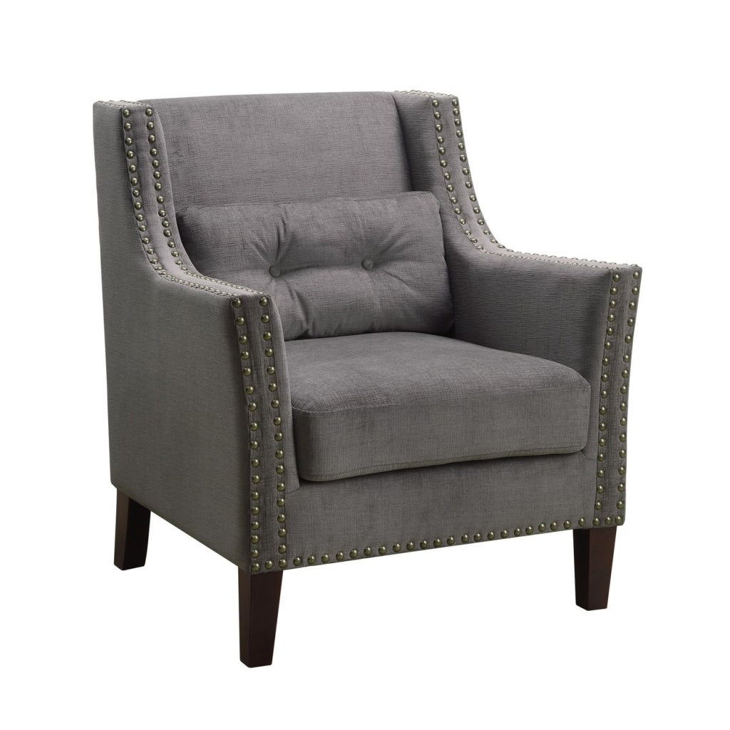 Upholstered Accent Chair with Nailhead Trim Grey