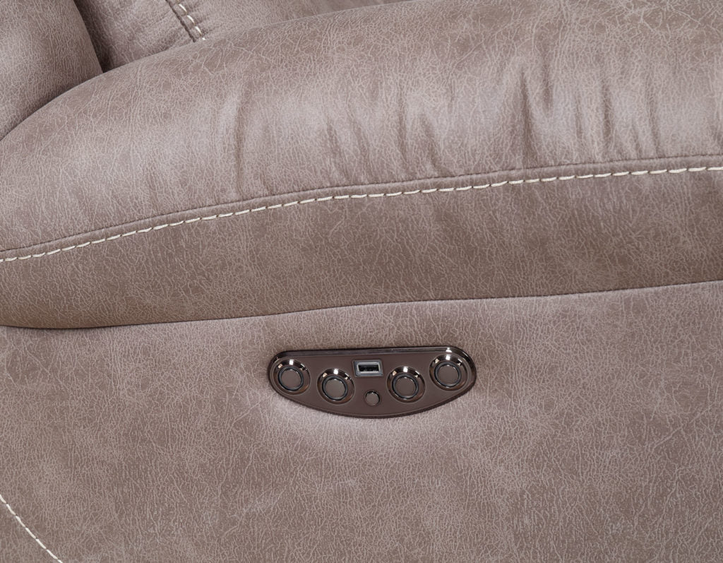 Aria Dual-Power Recliner with Memory Gel Foam, Power Features, and USB Port in Desert Sand