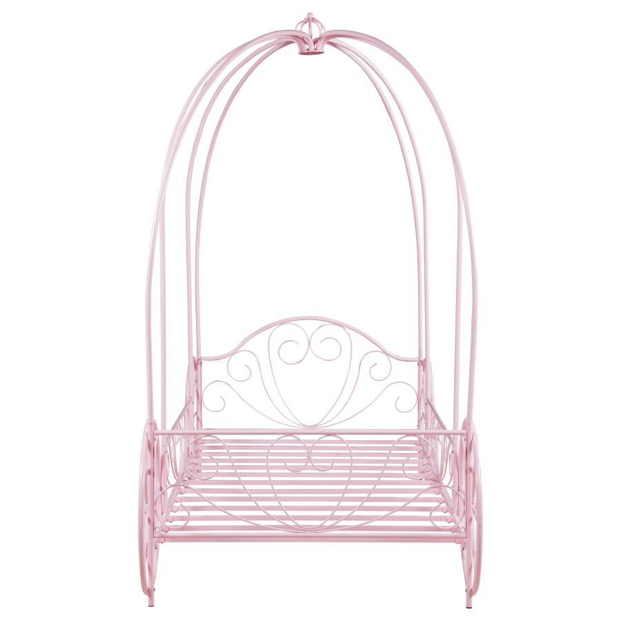 Massi Twin Princess Carriage Canopy Youth Bed Powder Pink