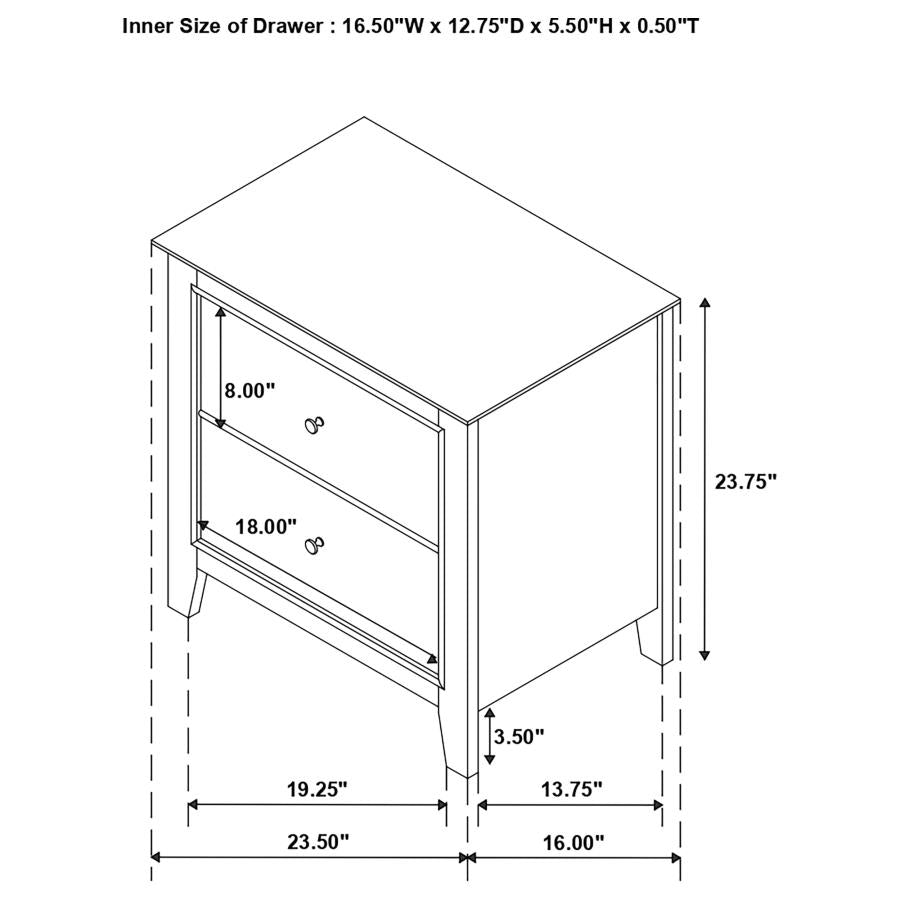 Selena 2-Drawer Nightstand Buttermilk