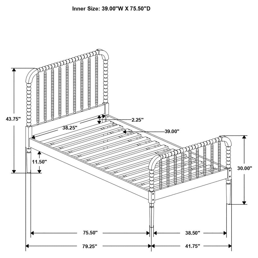 Jones Wood Twin Open Frame Bed In White