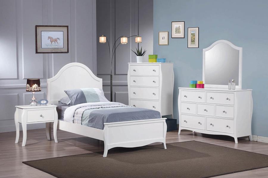 French Country Low Profile Dominique Full Panel Bed White