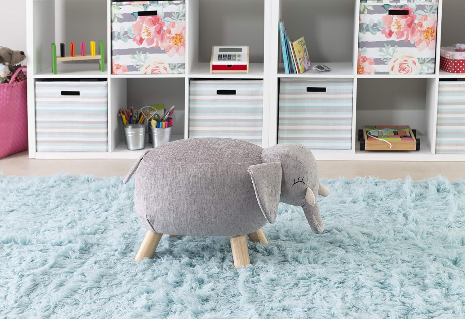 Powell Wallace Kids Baby Elephant Stool in Grey