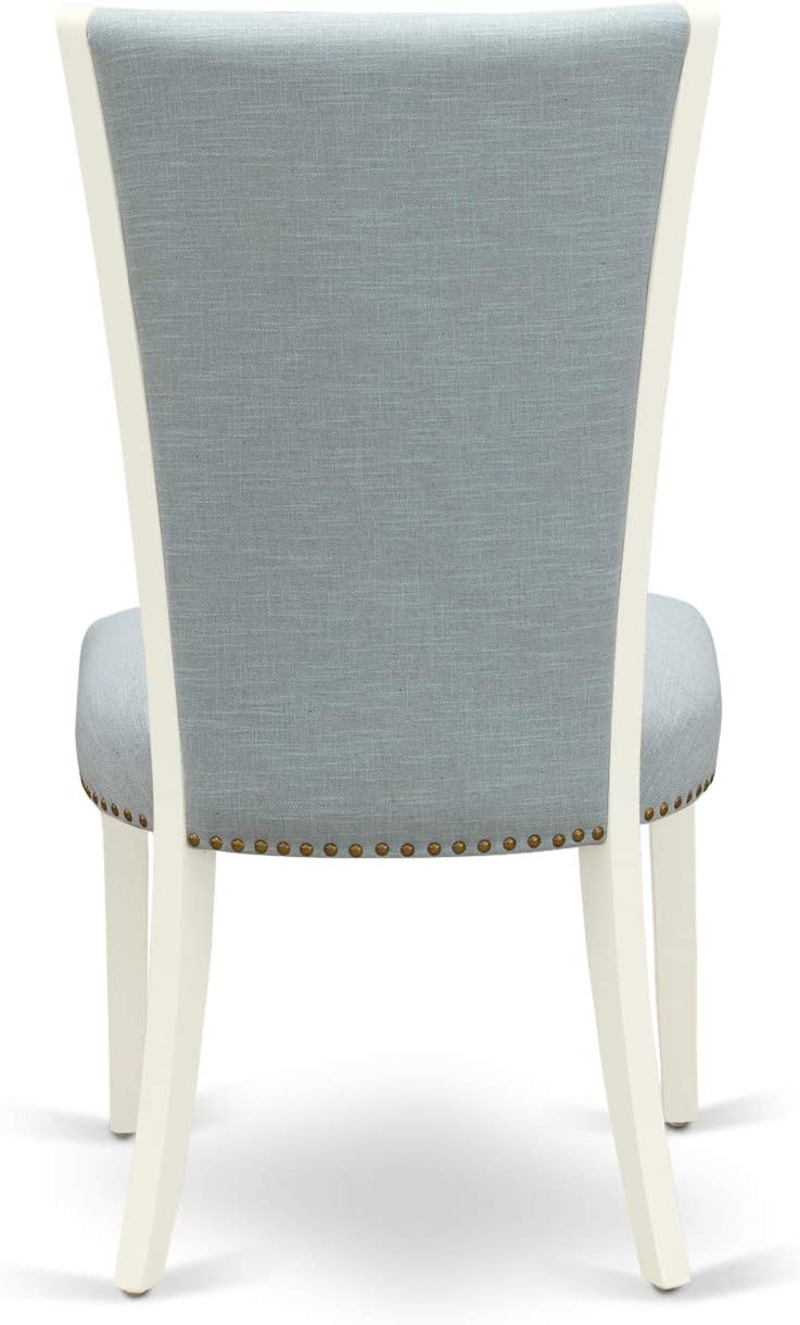 7 PC Avon Linen White Oval Dinette Dining set with Baby blue Upholstered Chairs