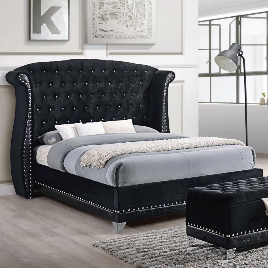 Barzini Eastern King Tufted Upholstered Bed Black