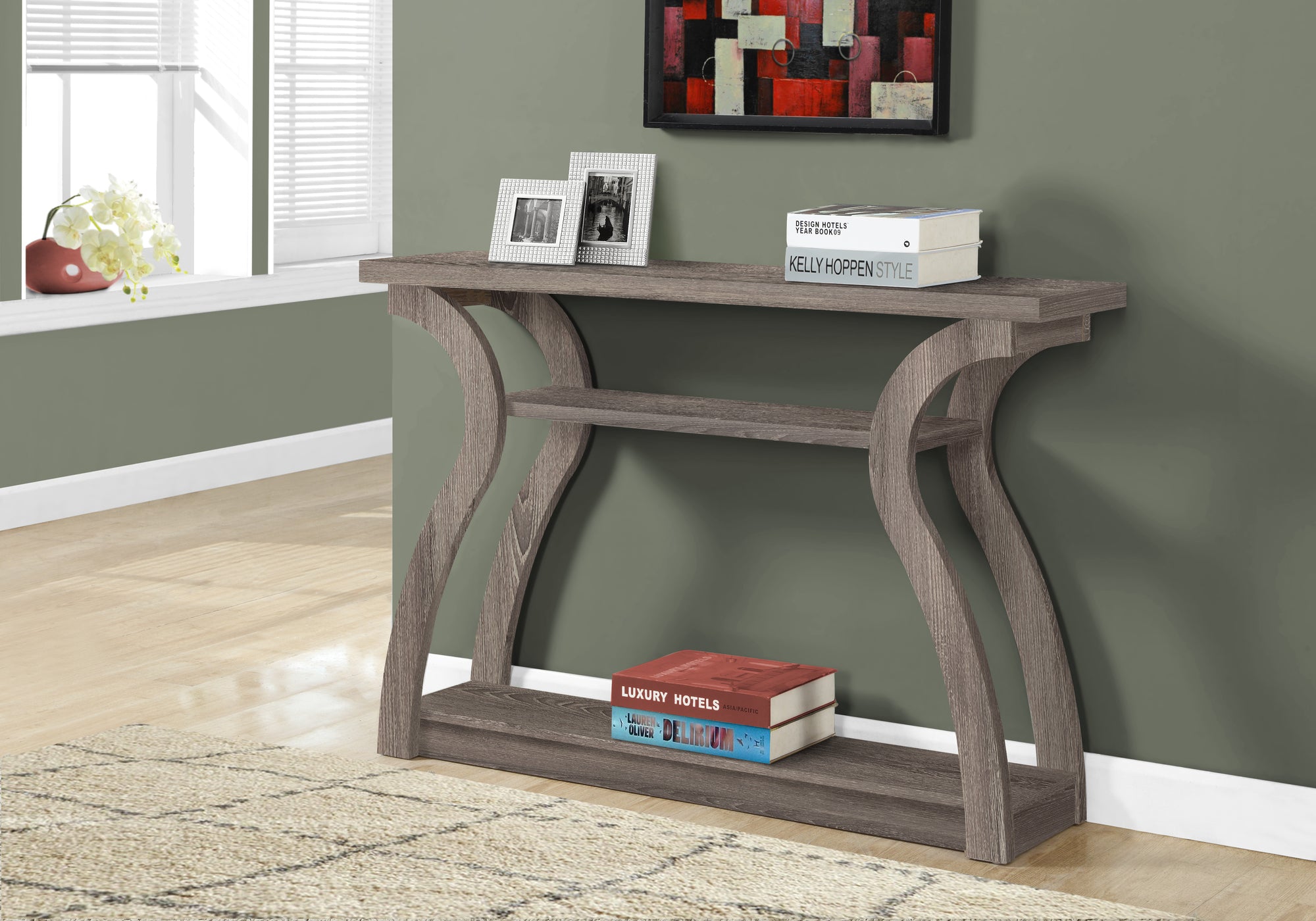 Dark taupe Accent Sofa Entryway Console Table With Shelf