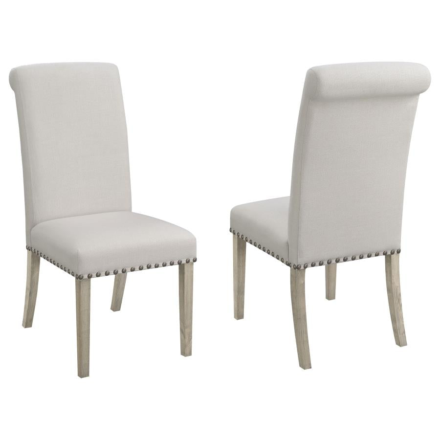 Coaster Upholstered Nailhead Side Dining Chairs Rustic Smoke And Grey (Set Of 2)