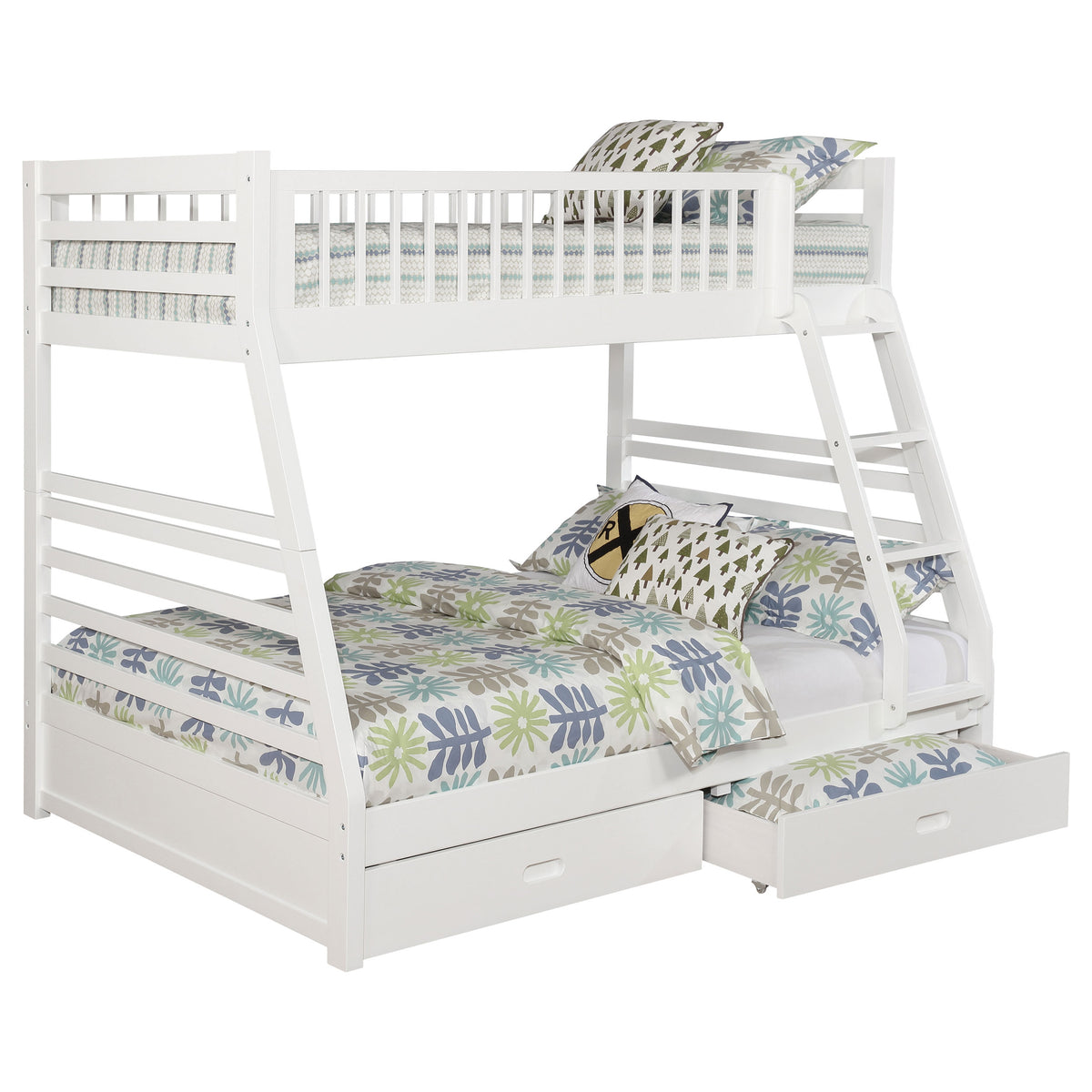 Ashton 2-Drawer Wood Twin Over Full Bunk Bed White