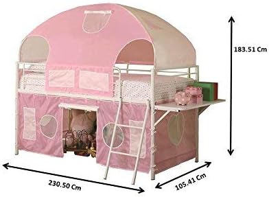 Twin Princess Sweetheart Tent Loft Bunk Bed Ladder Pink And White