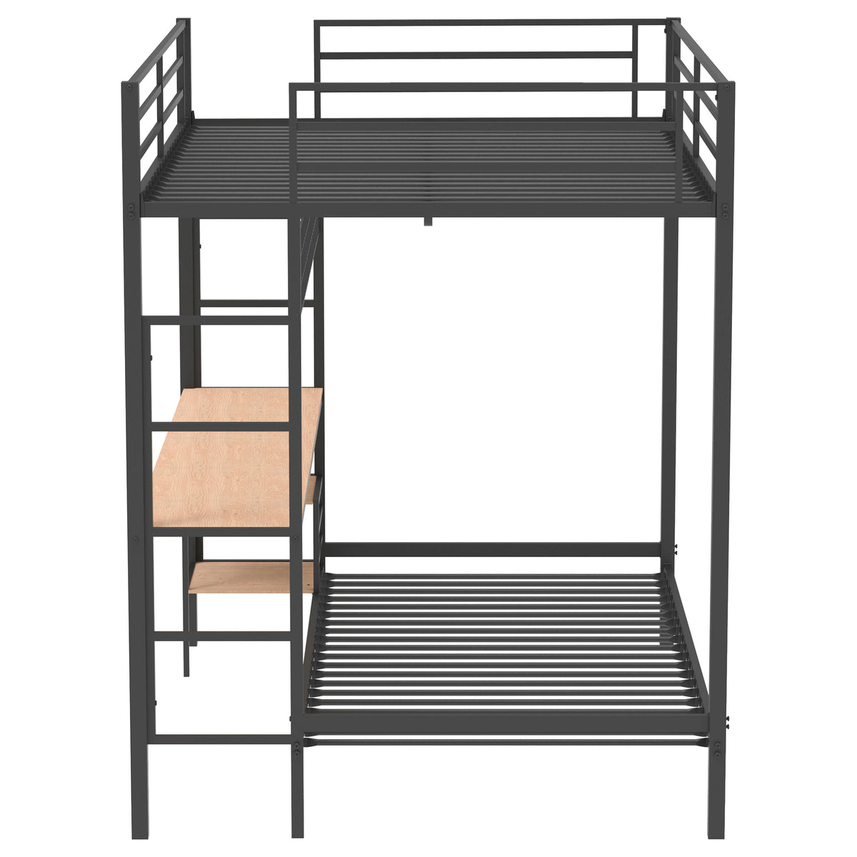 Bettoni Metal Full Over Twin Workstation Bunk Bed Matte Black