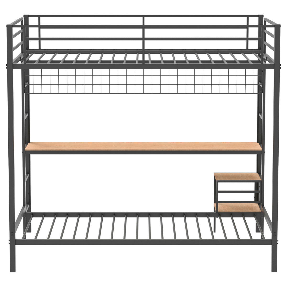Bettoni Metal Full Over Twin Workstation Bunk Bed Matte Black