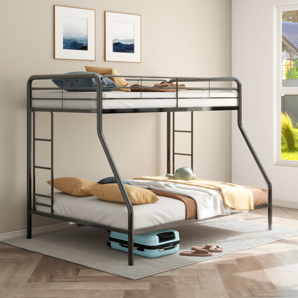 Carson Metal Twin Over Full Bunk Bed Glossy Black