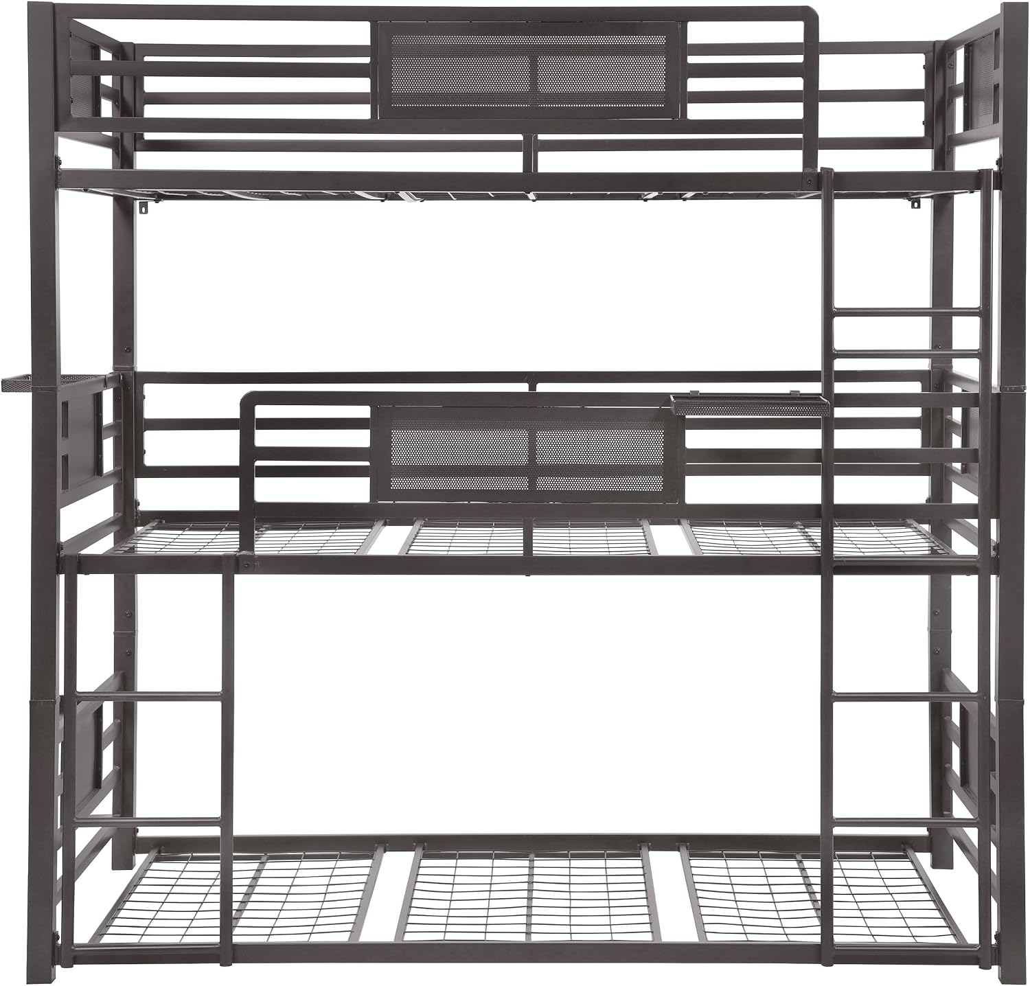Rogen Metal Twin Over Twin Triple Bunk Bed Dark Bronze
