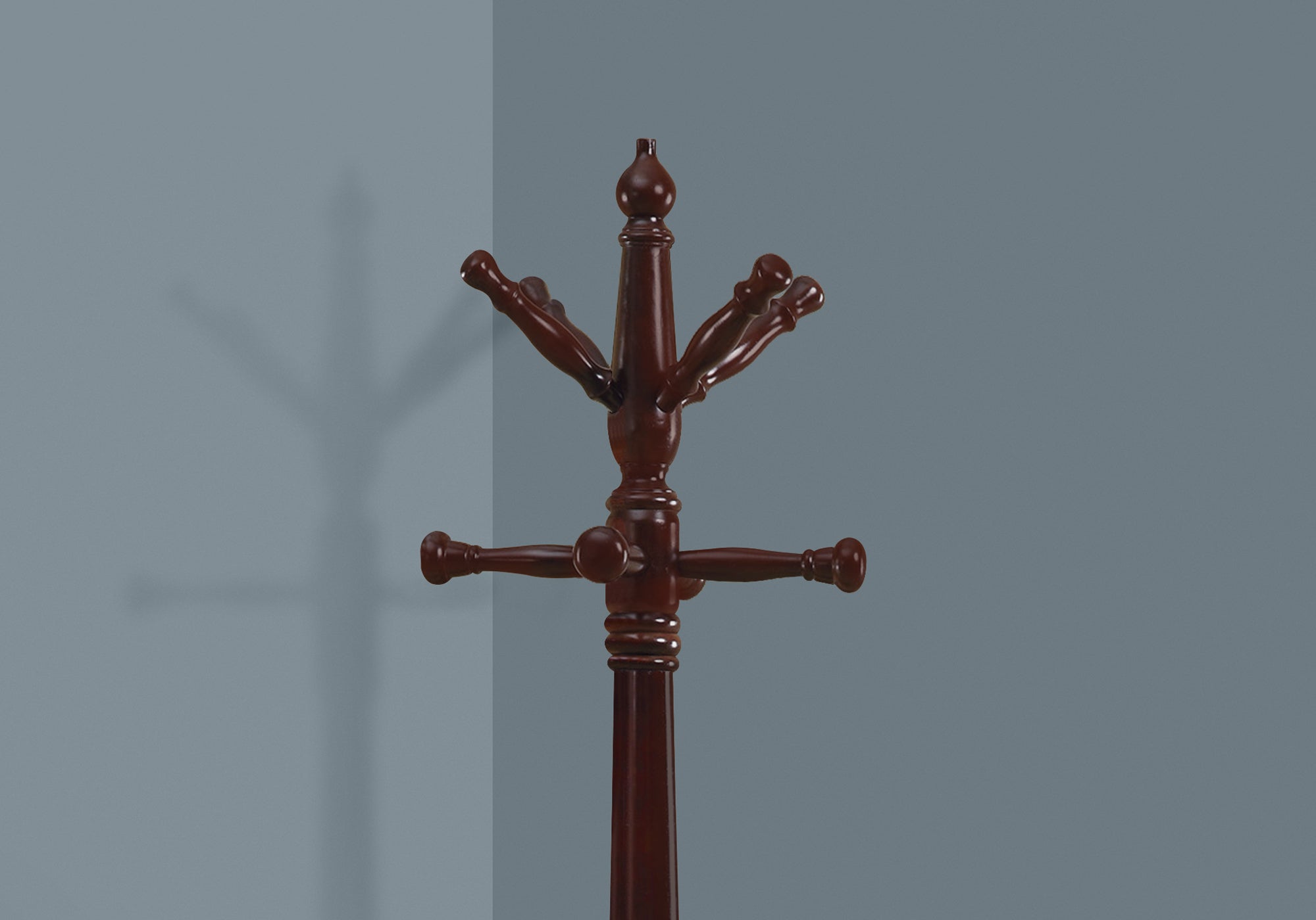 73" H Traditional Turned Post Solid Wood Coat Rack In Cherry Finish