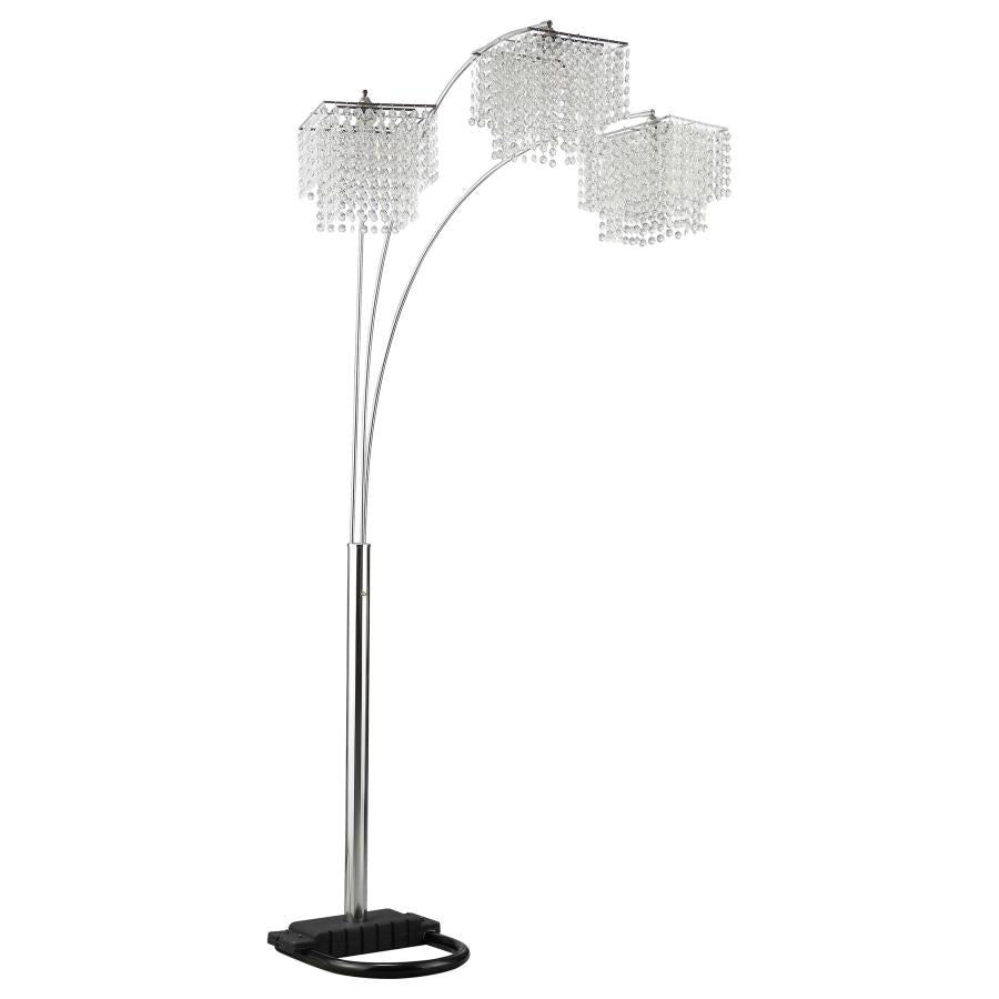 87 " H Hanging Crystal 3 Shade Arc Floor Lamp in Chrome