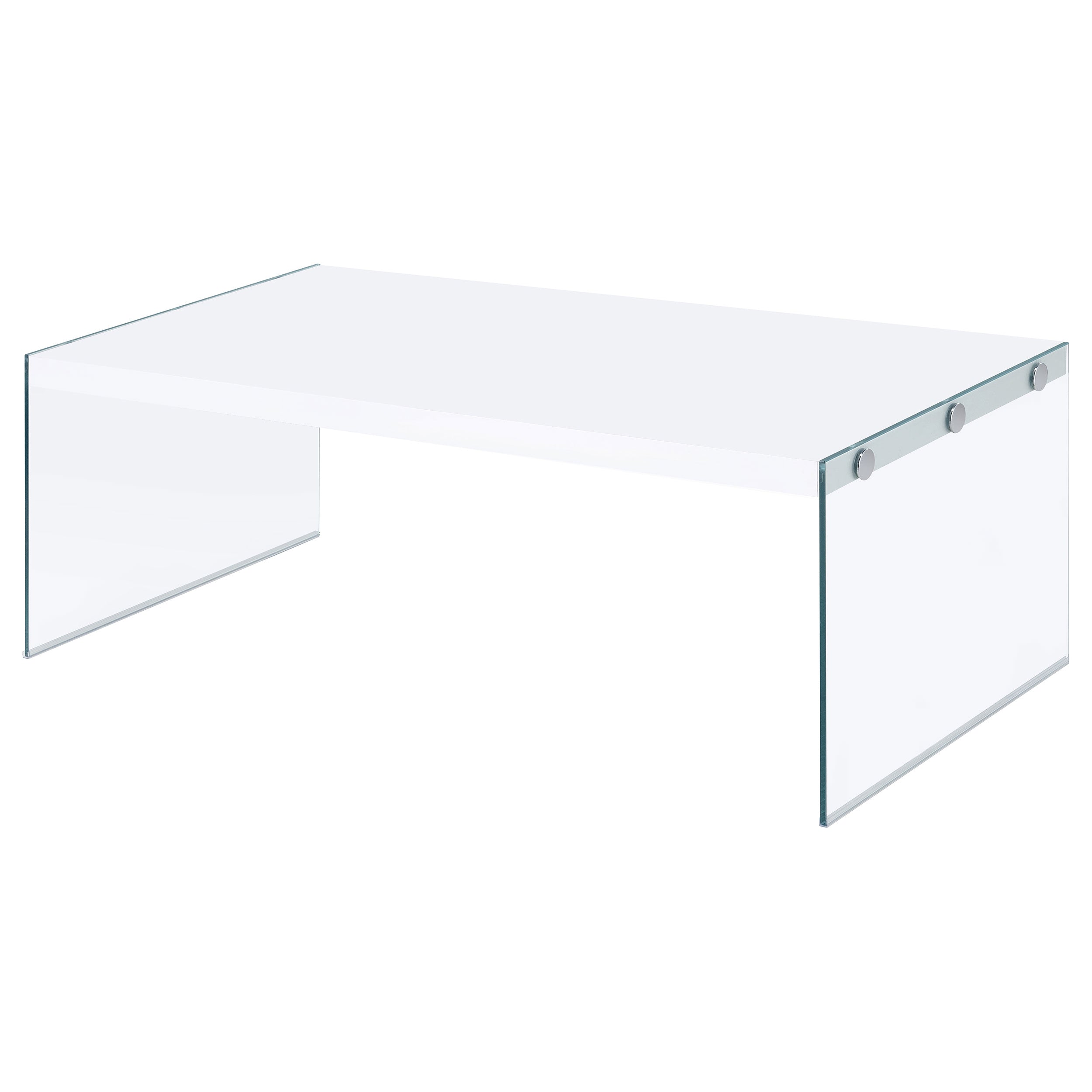 Opal Rectangular Coffee Table With Clear Glass Legs In White High Gloss