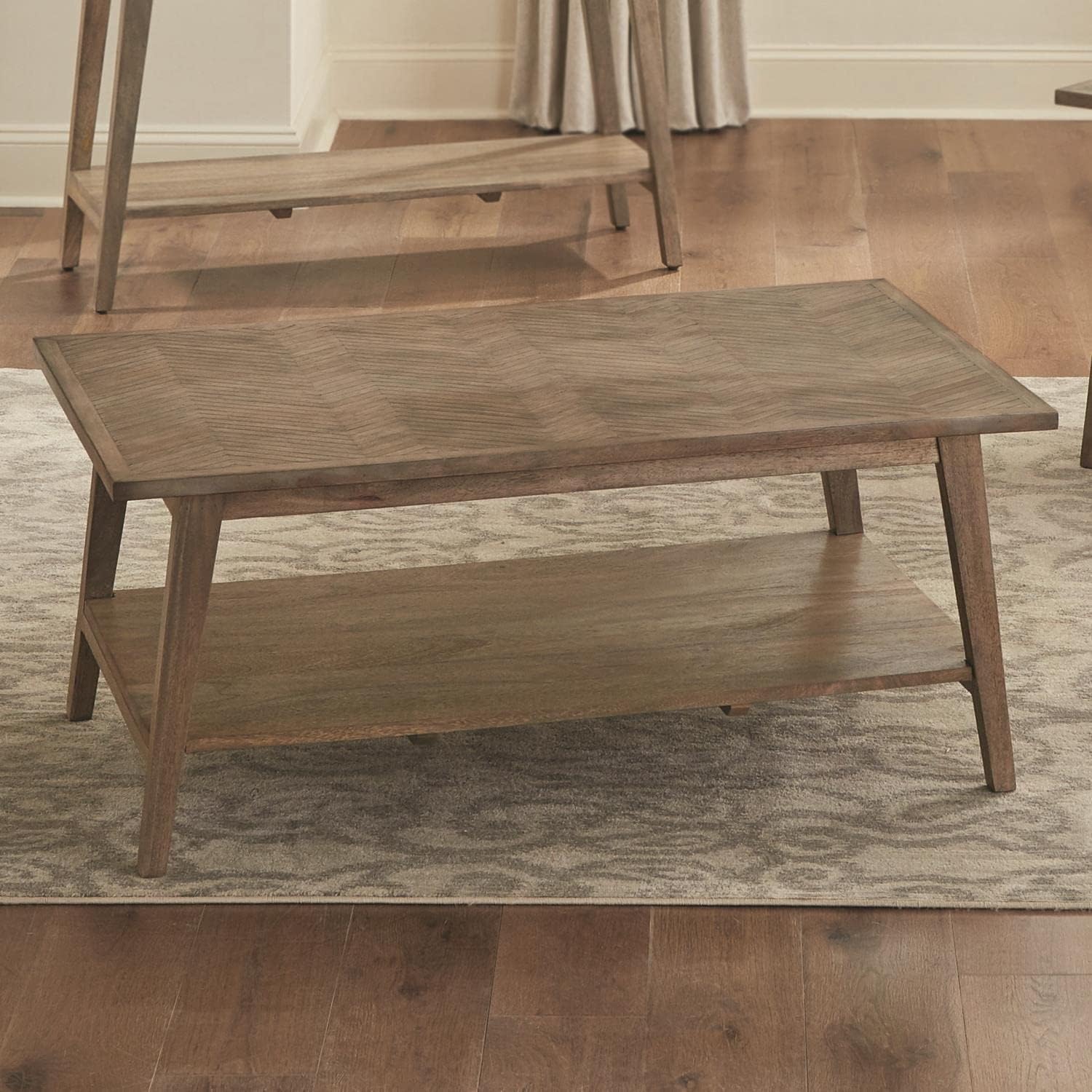 Milani Solid Wood Cocktail Coffee Table In Natural Mango Oak